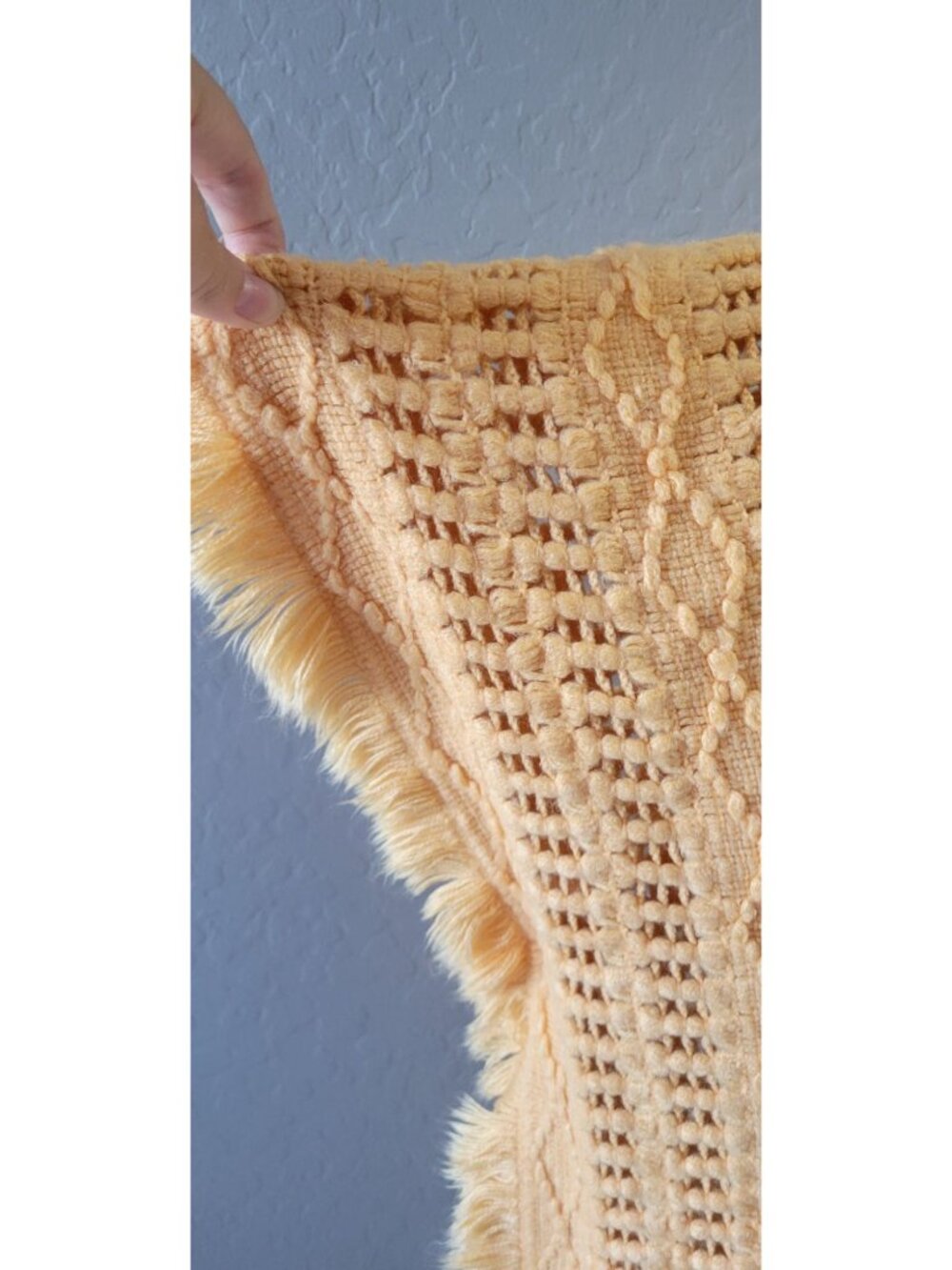 Original Anthony This mustard yellow open-front poncho textured diamond Knit OS - Picture 4 of 10